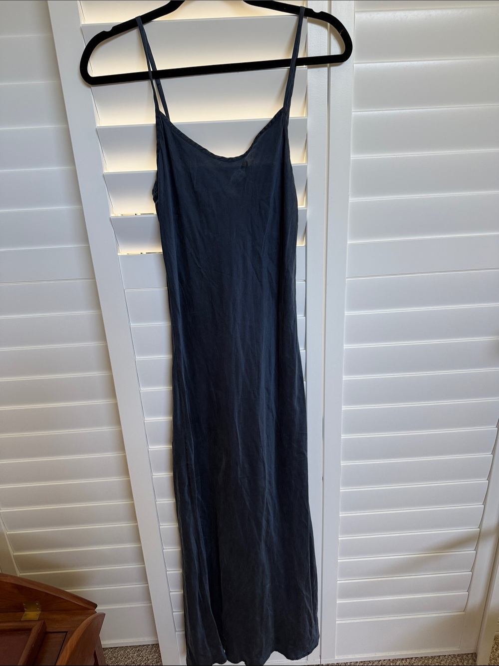 Lily Ashwell Navy Slip Dress - Elegant Spaghetti Strap Maxi Size M